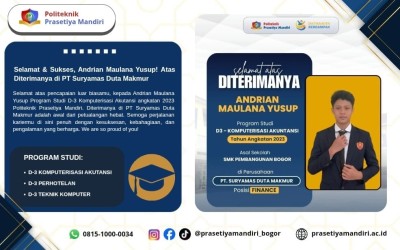 Selamat dan Sukses kepada Andrian Maulana Yusup Diterimanya di PT Suryamas Duta Makmur